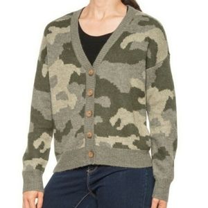 Lucky Brand Wool Blend Camo Cardigan Sweater Size M New NWT